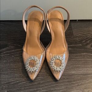 LAST CHANCE! Clear Embellished Slingback Heels